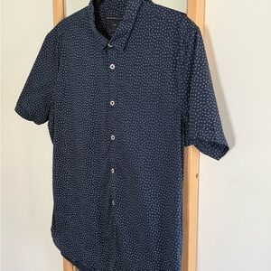 John Varvaros ‘Luxe’ Men's Navy Blue Patterned Shirt